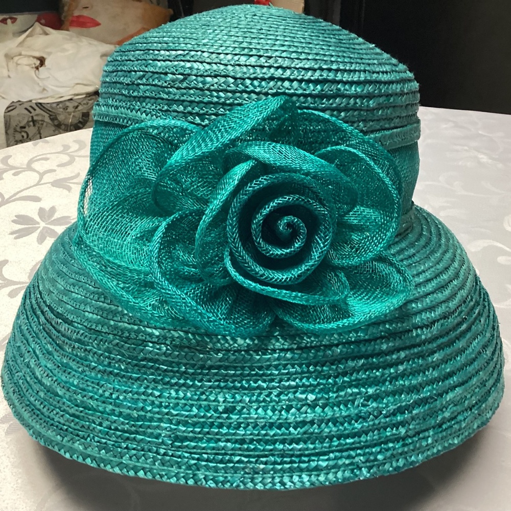 BETMAR. NEW YORK TURQUOISE STRAW HAT. - Picture 2 of 6
